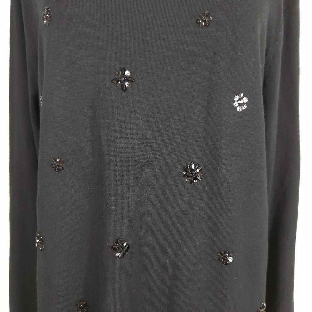 Ruby Rd Jewelled Rayon black Sweater pullover long sleeves plus size 1X - Picture 6 of 8
